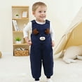 thumbnail image 2 of Gaexia Boys Lined Overalls Soft Warm Romper Jumpsuit Easy Open Design Toddlers Comfortable Playwear Winter Fall Casual ,Navy,2-3 Years, 2 of 4
