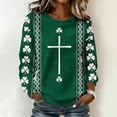 thumbnail image 2 of St. Patrick's Day Sweatshirt for Women Waffle Knit Crewneck Long Sleeve Casual Loose Fit Pullover Sweatshirts (S, Green), 2 of 5