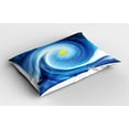 thumbnail image 2 of Ambesonne Abstract Pillow Sham 2 Pack, Surfer Wavy Sun, 36"x20", Blue White and Yellow, 2 of 3