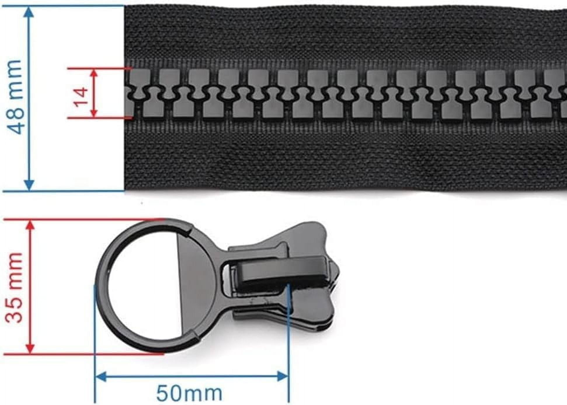 GYTY Zippers for Sewing, 1pcs 20# 60-800cm Oversize Resin Zipper with Sliders, Black Zipper for Tent DIY Sewing Down Coat Bag Clothing Tent Accessories (Size : 800cm) (Size : 200cm) (Color : 95cm)