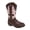 BROWN/PINK, variant on Zip-up Low Heel Faux Leather Cowgirl Boots