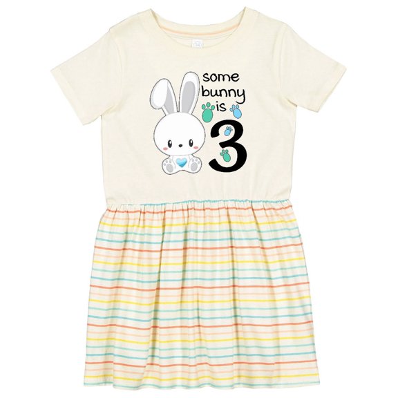Inktastic Somebunny is Three-third Birthday Bunny Girls Toddler Dress