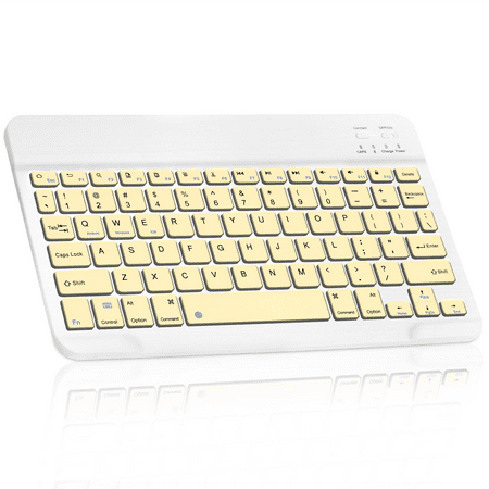 Ultra-Slim Bluetooth rechargeable Keyboard for TCL 30+ and all Bluetooth Enabled iPads, iPhones, Android Tablets, Smartphones, Windows pc -Banana Yellow