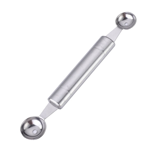 Cuchara de acero inoxidable de doble punta para bolas de fruta - en forma de corazón, duradera, multifuncional - para dar forma a sandías/melones/hielo, guarniciones/galletas
