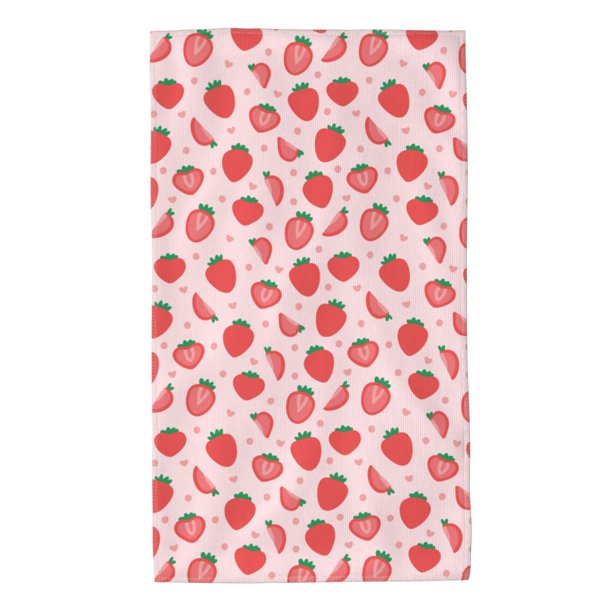 Balery Strawberry Toalla de Microfibra Premium con Estampado – 27.5x16 pulgadas, Alta Absorción, Suave y Aterciopelada, Secado Rápido