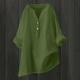 thumbnail image 2 of XuJwPNcy Women's Cotton Linen Shirts Button V Neck Long Sleeve Tops Baggy Solid Color Trendy Dressy Blouses, 2 of 5