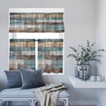 thumbnail image 6 of 3 Piece Kitchen Curtains and Valances Set Teal Brown Farmhouse Cafe Curtains 36 Inch Length Vintage Retro Wooden Valance & Tier Curtain for Living Room Bedroom Small Window 54"x18"+27"x36"*2, 6 of 6