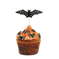 thumbnail image 4 of Halloween Bat Cupcake Toppers, 12Pcs Halloween Baking Birthday Cake Decorations, Black Glitter Bat Halloween Cupcake Decorations for Halloween Theme Baby Shower Kids Birthday Party Supplies, 4 of 8