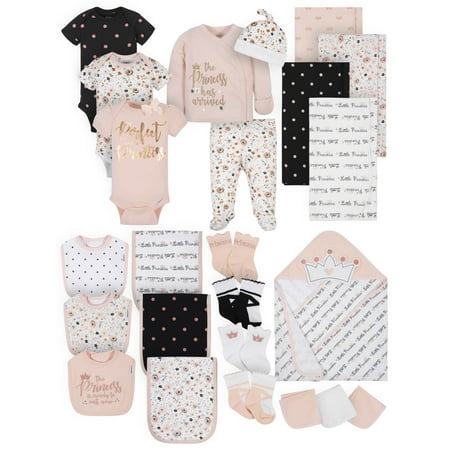 Gerber Baby Girl Organic Newborn Clothes Essentials Shower Gift Set,