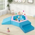 thumbnail image 4 of Costway 3 PCS Baby Foam Climbing Blocks with Ball Pit Triangle Stair 100 Ocean Balls Blue, 4 of 10