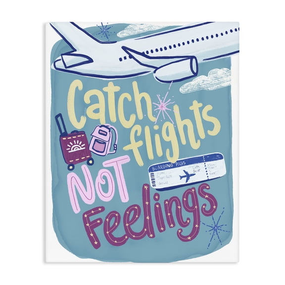 Stupell Industries Contemporary Catch Flights Not Feelings Canvas Art, 16 x 20, by Connie Summers