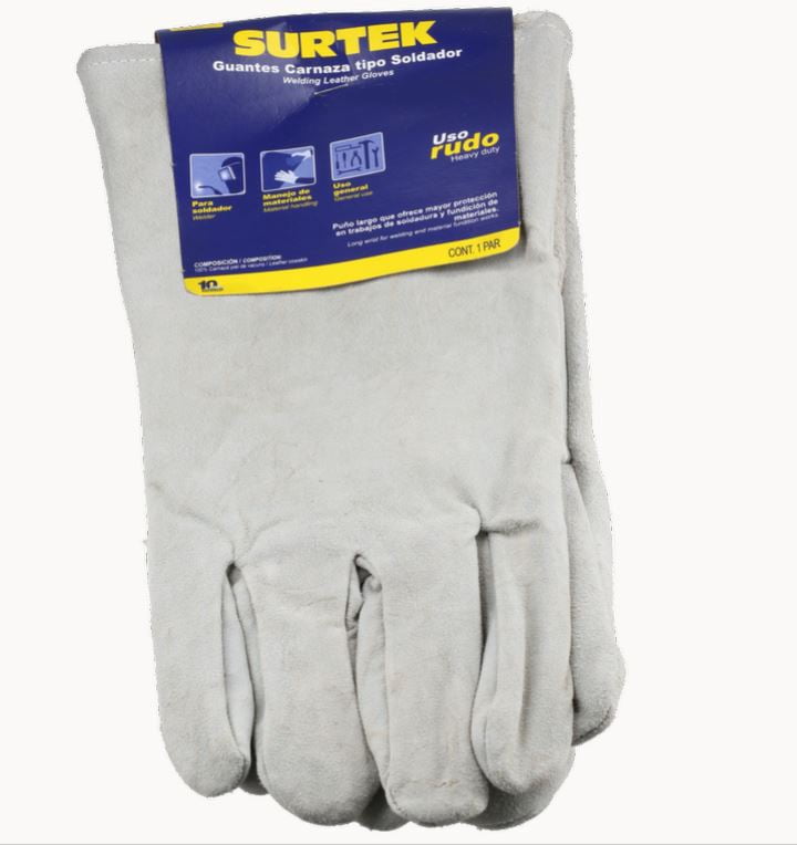 Surtek Long Hide Leather Gloves, White Color