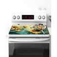 thumbnail image 2 of Stove Top Covers for Electric Stove 36x21 Inches, Yellow Sunflower Butterfly Heat Insulation Fireproof Glass Cooktop Protector, Teal Leaves Retro Abstract Countertop Stovetop Cover for Kitchen, 2 of 8