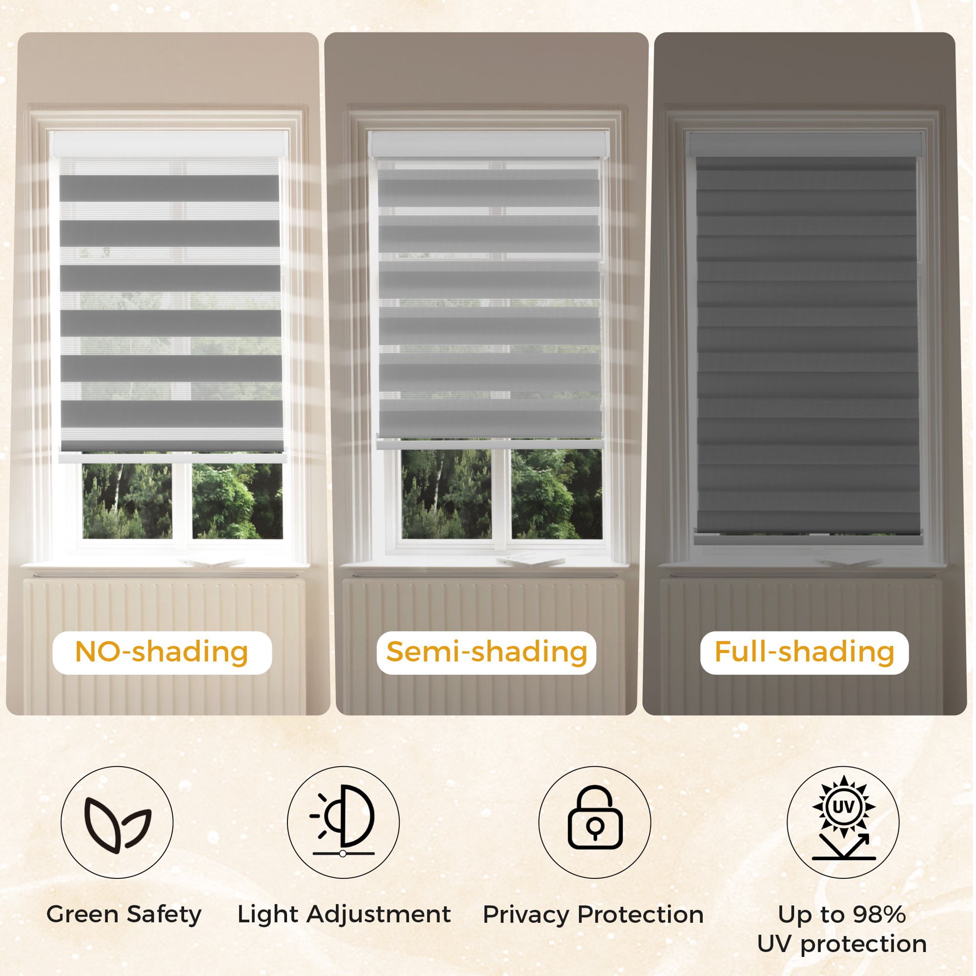 AutoEZ Light Filtering Indoor/Outdoor Bamboo Roller Roman Shades