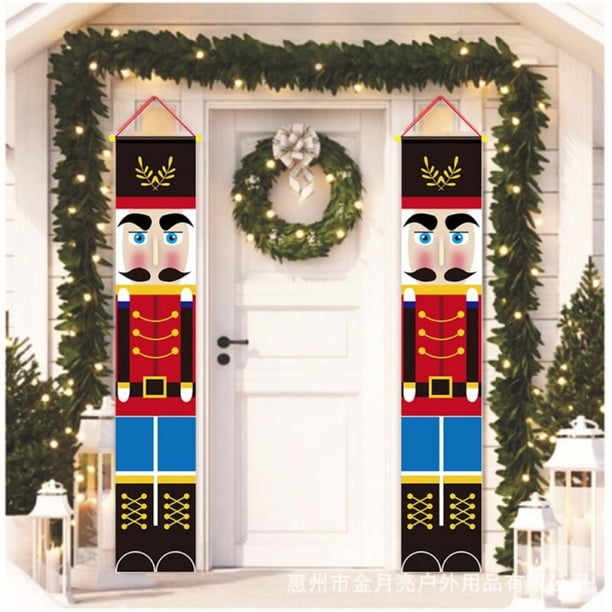 Decoración navideña de cascanueces, decoración navideña al aire libre, tamaño real, modelo de soldado, carteles de cascanueces para puerta de entrada, porche, jardín, interior, exterior Methold SH1104-370