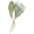 thumbnail image 3 of COM1950s Hand Crocheted Head Scarf for Women, Triangular Turban Hat with Flower Design, Cute Tie Hair Accessory for Daily Use and Outdoor Activities, Made From Soft Cotton and Linen Blend, 3 of 4