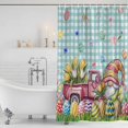 thumbnail image 3 of Spring Easter Gnomes Shower Curtain, Waterproof Shower Curtains for Bathroom, Truck Colorful Eggs Botanical Blue Plaid Washable Fabric Bathtub Curtain Set Bath Decor with 12 Hooks Extra Long 72"x96", 3 of 8