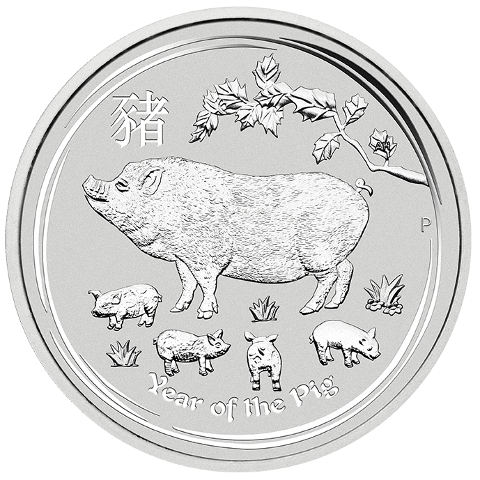 1/2 OZ SILVER PROOF COIN AUSTRALIAN LUNAR SERIES II 2019 YEAR OF THE PIG 