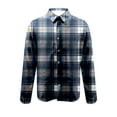thumbnail image 4 of LEBONYARD Mens Jackets Lightweight,T-Shirts for Men Graphic,Men's Fashionable Check Print Casual Long Sleeve Turndown Collar Blouse Shirt Navy S, 4 of 5