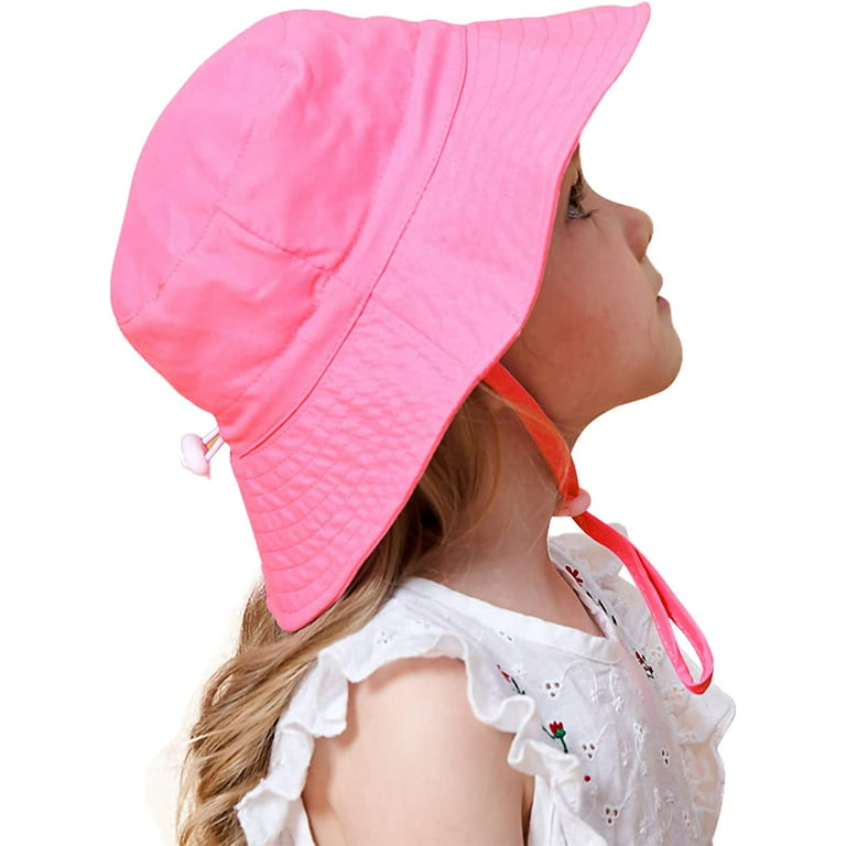 Baby Sun Hat Toddler Beach Swim Hats UPF 50+ Summer Bucket Hat Kids Infant  Wide Brim Adjustable Sun Hat for Baby Boy Girls Pink 6-24 Months