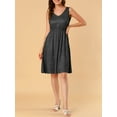 thumbnail image 6 of INSPIRE CHIC Women's Midi Polka Dots V-Neck Tie Drawstring Waist Sleeveless Dress XS Black, 6 of 8