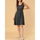 thumbnail image 5 of Vestido sin mangas de punto midi con lunares, escote en V, lazo y cintura ajustable para mujer, talla XS, color negro, 5 of 7