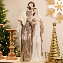 Lighted Glittery Holy Family Christmas Decoration - 21" - Clear LED Lights