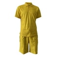 thumbnail image 4 of Honeeladyy Mens Short Sets 2 Piece Outfits Fashion Summer Tracksuits Casual Shirt and Shorts Set #Dd-Yellow-XXXXXL, 4 of 5