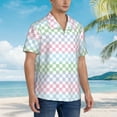 thumbnail image 5 of Daiia Colorful Checkerboard Hawaiian Shirt for Men Gentle Cotton Regular Short Sleeve Casual-XX-Large, 5 of 9