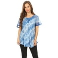 thumbnail image 5 of Sakkas Flavia Womens Everyday Blouse Top with Tie-dye & Block Print Light and Soft - Light Blue - Plus Size, 5 of 5