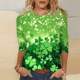 thumbnail image 2 of LEKWK St Patricks Day Blouse Women Leprechaun Pot-Of-Gold Tunic Tops 3/4 Sleeve Holiday Shirts All Over Print Flowy Parade Wear, 2 of 5