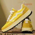 thumbnail image 3 of Men'S Low-Top Sneakers - Breathable Microfiber Sneakers with Cushioned Rubber Sole, Lace-Up Closure, Yellow & White Colorway - Lightweight Everyday Shoes for Gym, 3 of 10
