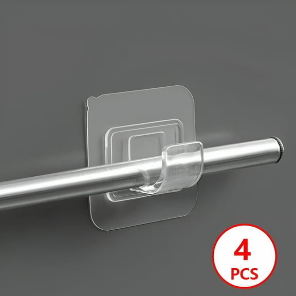 LAMIRO 4PCS Self Adhesive Hooks Curtain Rod Bracket Pole Holder. Drapery Hook Holders