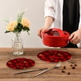 thumbnail image 7 of SKYSONIC 2 pcs Red Maple Leaves Temple Pot Holders Trivets, Heat Resistant Trivets,Chinese Autumn Pattern Cotton Thread Weave Mats for Hot Pads Pans Pot Bowl Teapot, 7 of 7