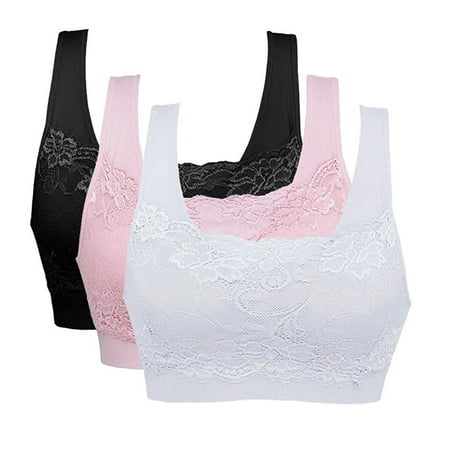 

3PC Women s Stretch Push-Up Yoga Bra Padded No Underwire Sports Bra Set