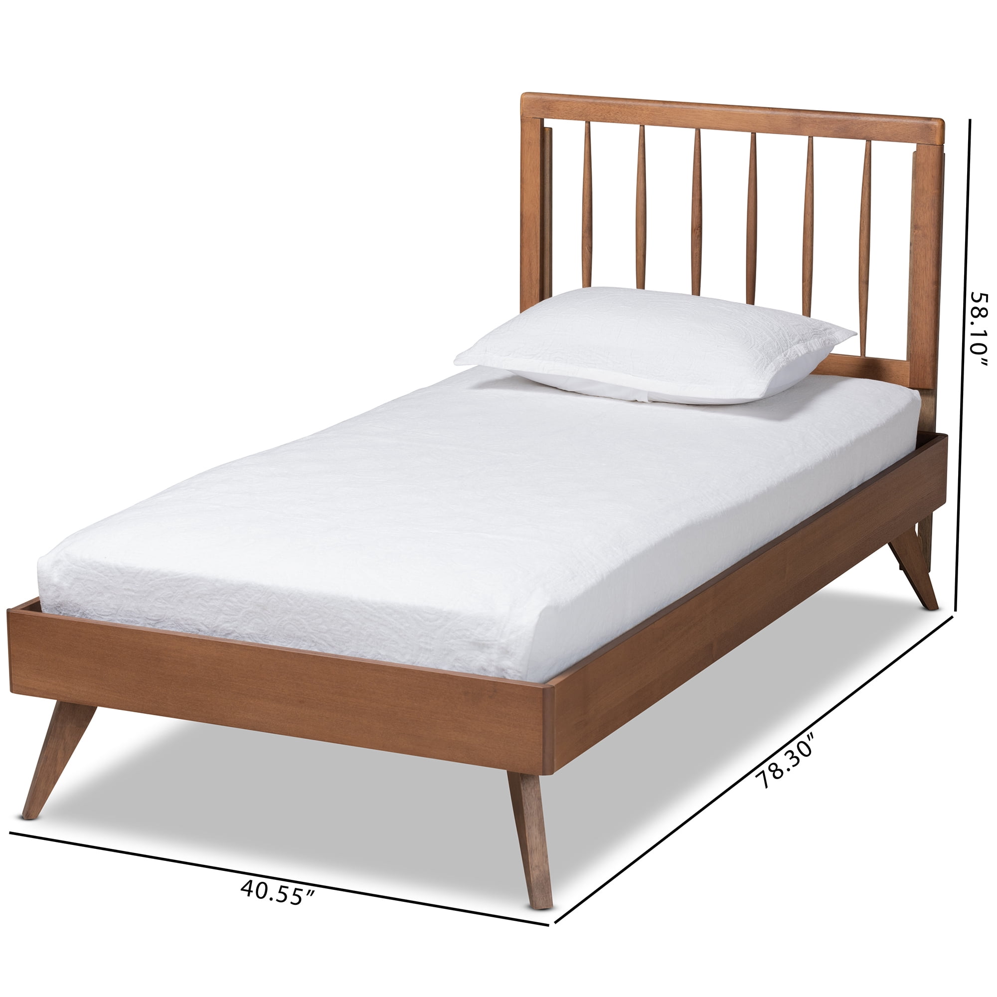 Baxton Studio Toru Mid-Century Wood Platform Bed, Twin, Ash Walnut