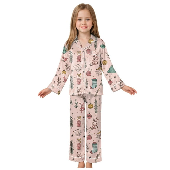 Gubotare Christmas Pajamas Toddler and Baby Kids Christmas Pajamas Toddler Girls Long Sleeve Pjs Set Boys Jammies 3T 4T (Light Pink,3-4 Years)