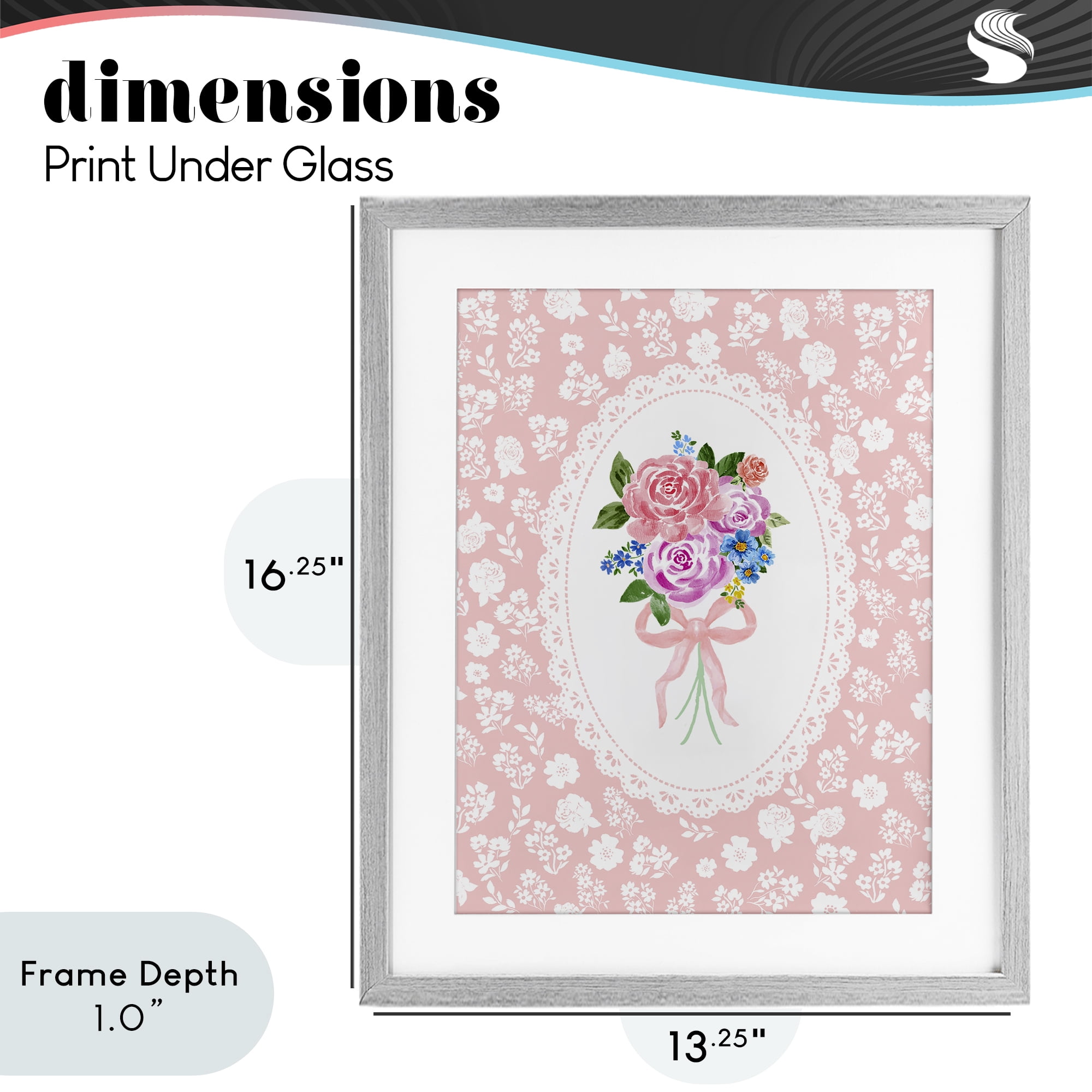 Stupell Industries Peach Feminine Bouquet Gray Framed Print Under Glass, design by Corinne Haig