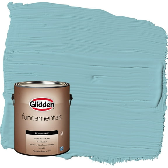 Glidden Fundamentals Kingston Aqua / Blue Satin Exterior Paint, 1 Gallon
