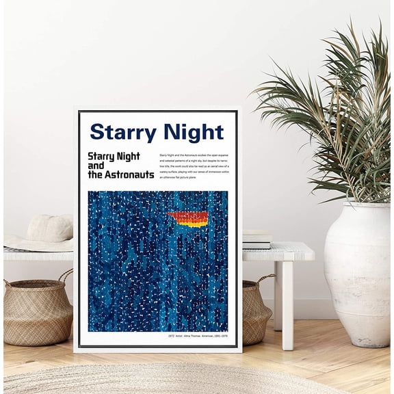 IDEA4WALL Framed Canvas Art Wall Decor Starry Night and The Astronauts Master Aritst Alma Thomas Oil Painting Impressionism Contemporary for Dorm Home Office - 16"x24"