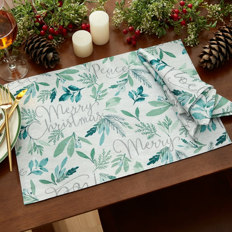 Newbridge Christmas Hunter Green Damask Barcelona Scroll Set Of 4 Square Fabric Napkins