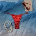 thumbnail image 2 of vigerkar Women's Metallic Bikini Bottoms Shiny Swimwear Bottom Low Waist Adjustable Waist Bathing Suit Thong (Red, L), 2 of 5