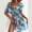 Sky Blue, variant on Ladies' Summer Fashion V-neck Short Sleeve Waist Dress with Mesh Thin Design