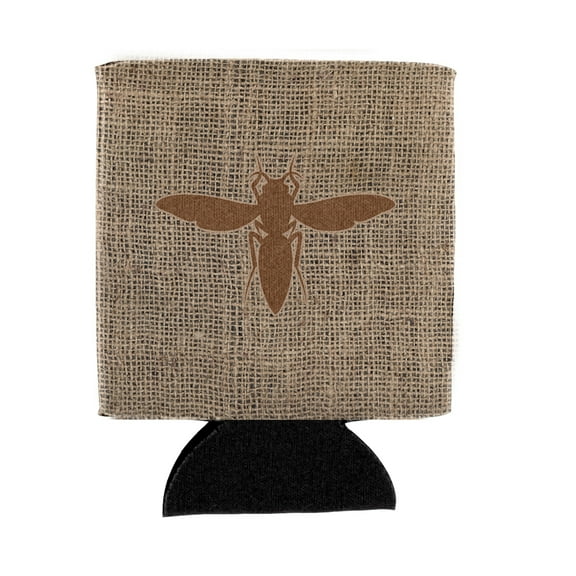 Yellow Jacket Burlap and Brown Can or Bottle Beverage Insulator Hugger