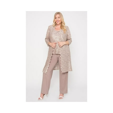 Mother Of The Bride Designer Suits - R&M Richards Plus Size Pantsuit Mother of the Bride Lace Jacket