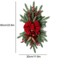thumbnail image 5 of 24” Artificial Christmas Teardrop Wreath,2PCS Christmas Swag Outdoor,Christmas Garland with Red Berry with Pine Cones Decor for Xmas Front Door Wall Window Hanging Decor, 5 of 7