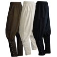 thumbnail image 3 of Men's Ankle Banded Pants Medieval Viking Navigator Pirate Costume Trousers Renaissance Gothic Pants, Coffee, X-Large, 3 of 10