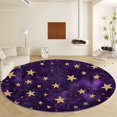 thumbnail image 1 of Round Rug 7ft Purple Gold Stars Washable Round Rug Soft Non-Slip Circle Rugs for Bedroom Non-Shedding Throw Carpet for Living Room Bathroom Nursery Kitchen, 1 of 1