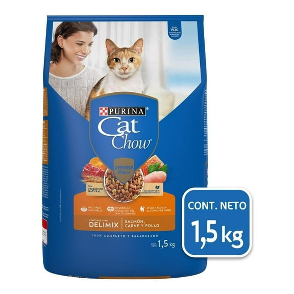 Alimento para Gato Purina Cat Chow Adulto Delimix Sabor Salmón Carne y Pollo 1.5 kg