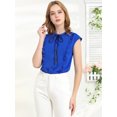 thumbnail image 3 of INSPIRE CHIC Women's Tie Neck Cap Sleeve Button Down Ruffle Summer Shirt, 3 of 6